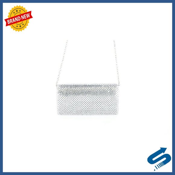 Metal Mesh Roll Evening Bag Clutch Purse with Shoulder Chain 4.5x7.5x2